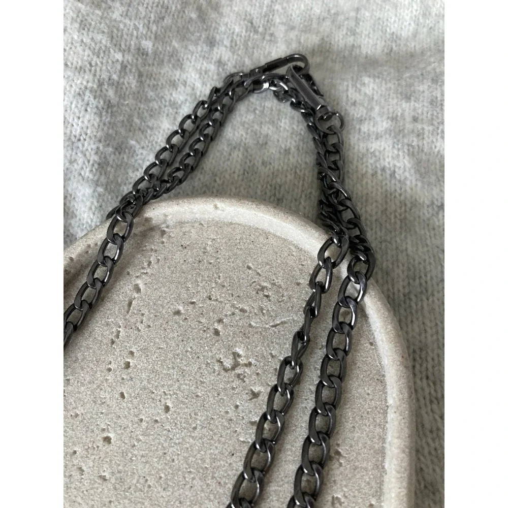 Gunmetal Gray Chain Belt Link Chain Gothic Grunge Loose Fit Adjustable